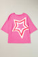 Moonlight Jade Colorblock Star Patched Half Sleeve Oversized Tee