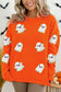 Orange Halloween Ghost Cute Patched Holiday Sweatshirt