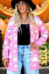 Pink Halloween Ghost Pattern Mid length Knitted Cardigan