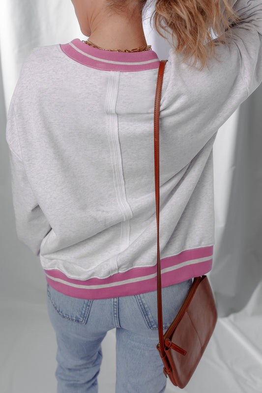 Flower Power Contrast Trim Crewneck Sweatshirt
