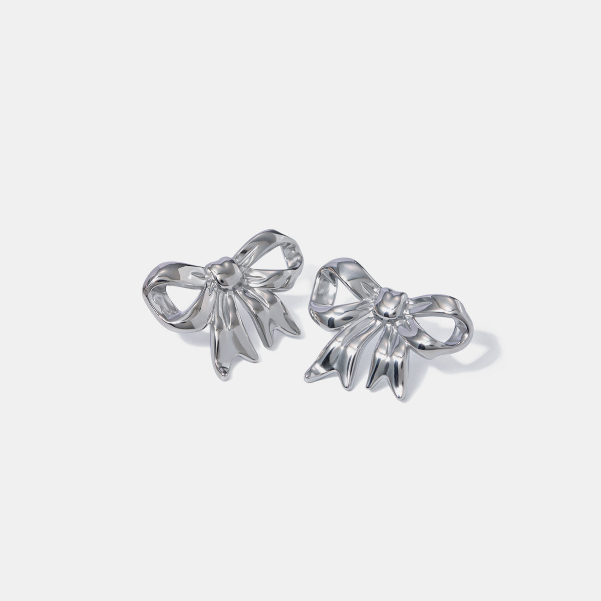 Stainless Steel Bow Stud Earrings