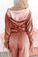 Peach Blossom Velvet Zip-up Hoodie and Wide Leg Pants Set