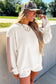 White Color Block Patchwork Drop Shoulder Pullover Casual Shorts Two Piece Outfit