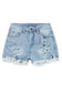 Light Blue Distressed Ripped Raw Hem High Waist Denim Shorts