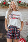 Mama Claus Plaid Letter Tee Nutcracker Shorts Two Piece Pajama Lounge Set