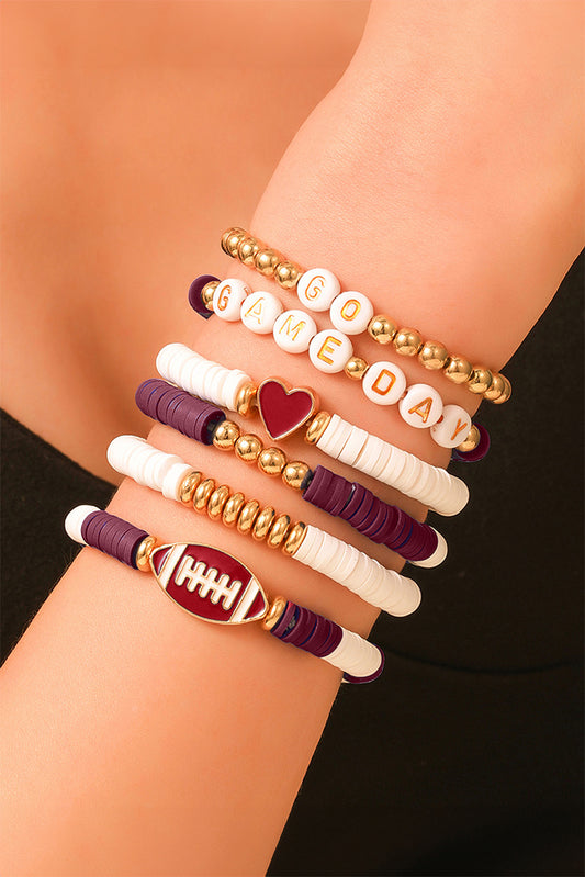 Go Game Day Football Beaded Bracelet Set