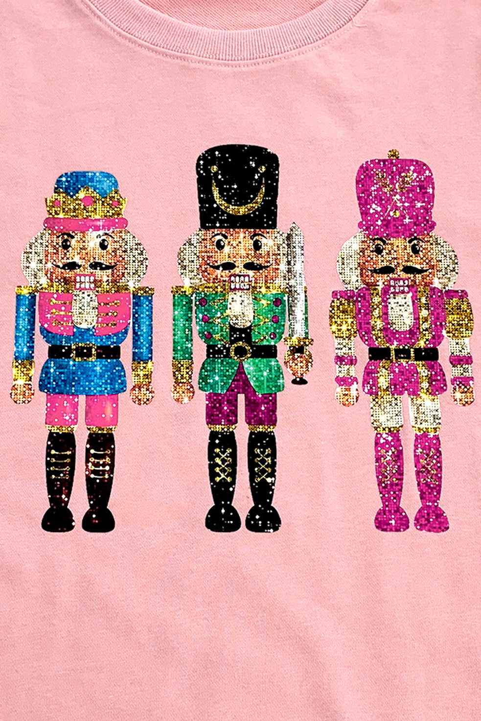 Pink Cute Nutcracker Printed Graphic Drop Shoulder Christmas Sweatshirt