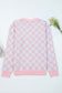 Pink Checkered Christmas Tree Pattern Button V-Neck Knit Cardigan