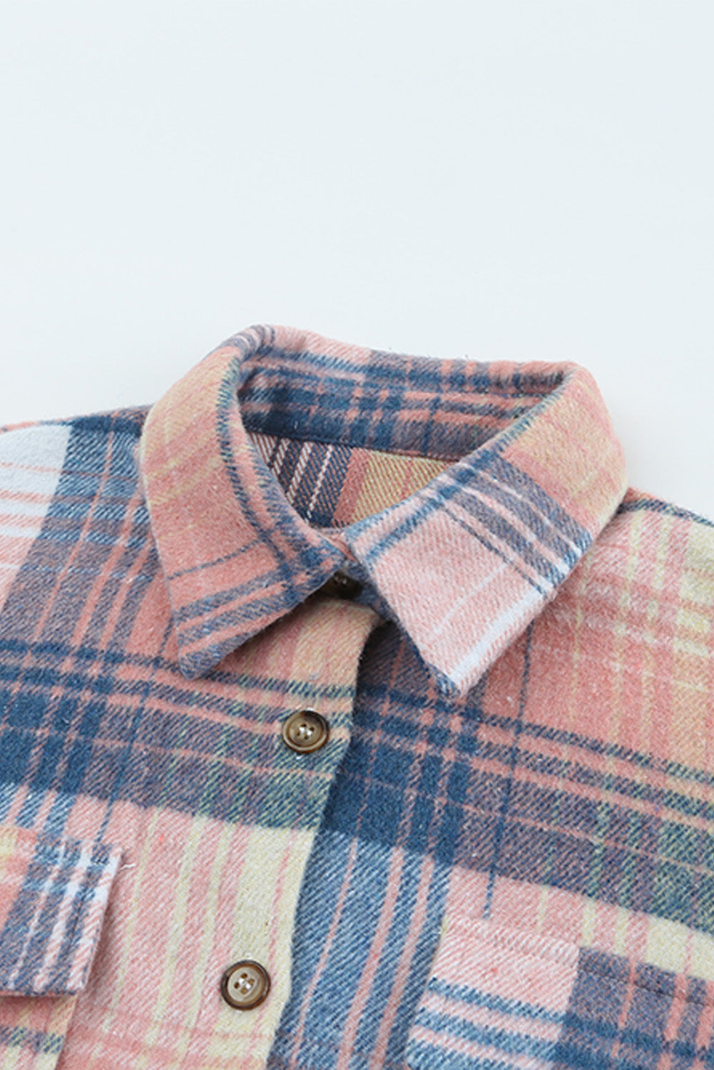 Gold Flame & Grey Plaid Button Up Collared Flannel Shacket