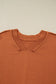 Desert Gold Colorblock Raw Edge Bubble Sleeve V-Neck Sweater