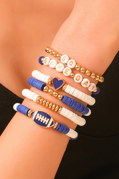 Dark Blue Game Day Beaded Bracelet Set