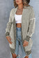 Rose Plaid Contrast Trim Casual Knit Long Cardigan