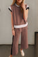Chestnut Color Block Detail Casual Two piece Outfit