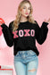 Black Valentine Shiny XOXO Letter Graphic Sweatshirt