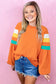 Flamingo Color Block Exposed Seam Raglan Sleeve Top