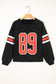 Black Varsity Spirit Striped 89 Graphic Casual Gameday Sweatshirt