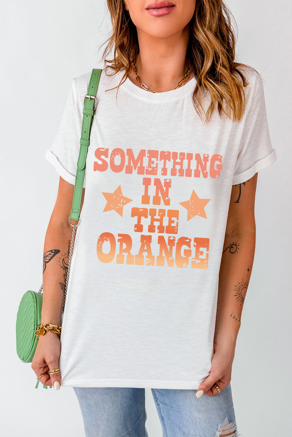 White "Something In The Orange" Graphic Crew Neck T-Shirt