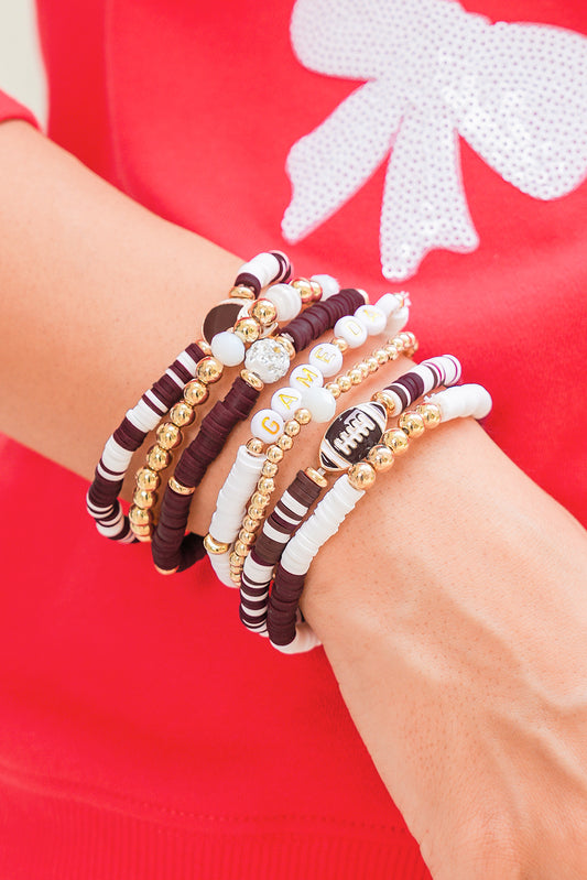 Game Day Football Beaded Bracelet Set