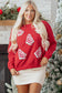 Red Playful Christmas Tree Patched Dropped Shoulder Sweatshirt