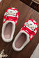 Red Checkered Santa Claus Graphic Plush Home Slippers