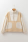 Quarter Zip Striped Patchwork Drop Shoulder Loose Long Sleeve Top