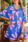 Boho Blue Floral Shirt Collar Romper