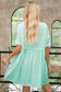 Raw Edge Pocketed Babydoll T-Shirt Dress – Mint