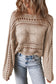 Blackish Green Hollow Out Cable Knit Cropped Sweater