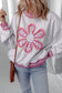 Flower Power Contrast Trim Crewneck Sweatshirt