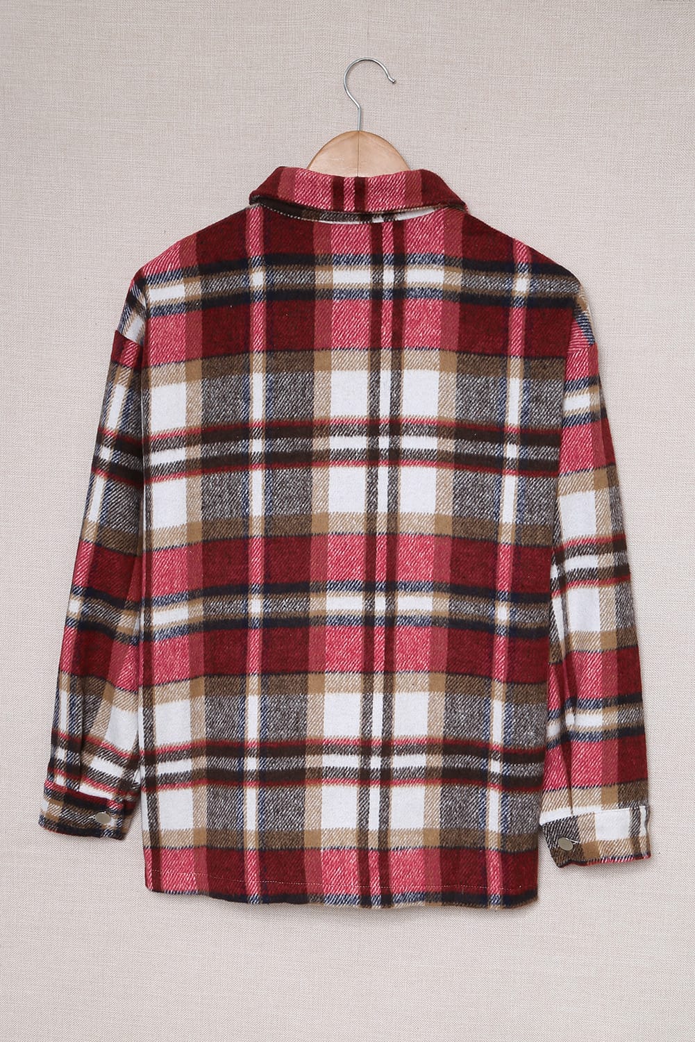 Red Plaid Button Front Pocket Shirt Shacket