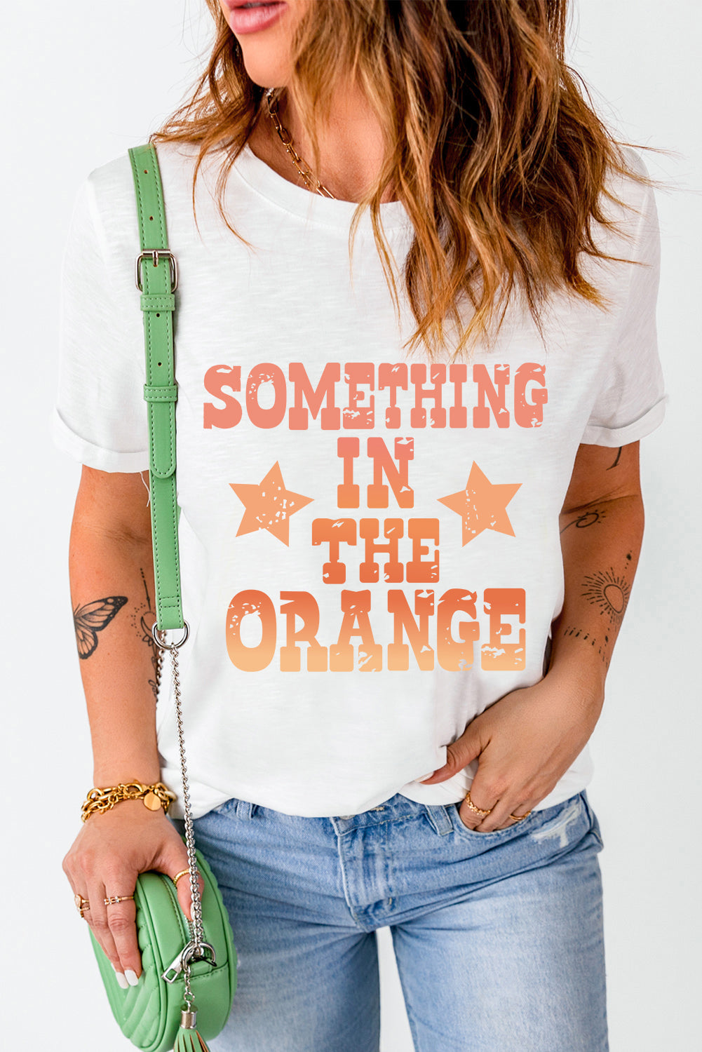 White "Something In The Orange" Graphic Crew Neck T-Shirt