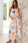 White Square Neck Tank & Wide Leg Pants Boho Floral Set