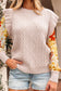 Cable Knit Ruffle Detail Contrast Floral Sleeve Patchwork Sweater