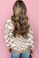 Brown Checkered Drop Shoulder Round Neck Sweater