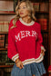 Red Merry Color Block Edge Drop Shoulder Cozy Sweater
