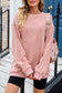 Green Ribbed Round Neck Drop Sleeve Pullover Sweatshirt