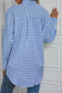 Sky Blue Plaid Pocket Long Sleeve Tunic Shirt