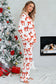 Red Christmas Bow Print Long Sleeve Two Piece Pajama Set