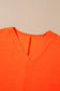 Orange Textured V Neck T Shirt and Shorts Set