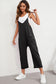 Rose Red Pocketed Adjustable Spaghetti Strap Straight Leg Jumpsuit