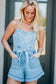 Beau Blue Spaghetti Straps Belted Denim Romper