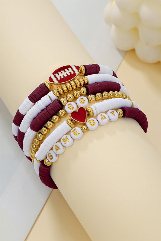 Go Game Day Football Beaded Bracelet Set