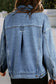 Dark Blue Washed Oversized Pocketed Denim Jacket