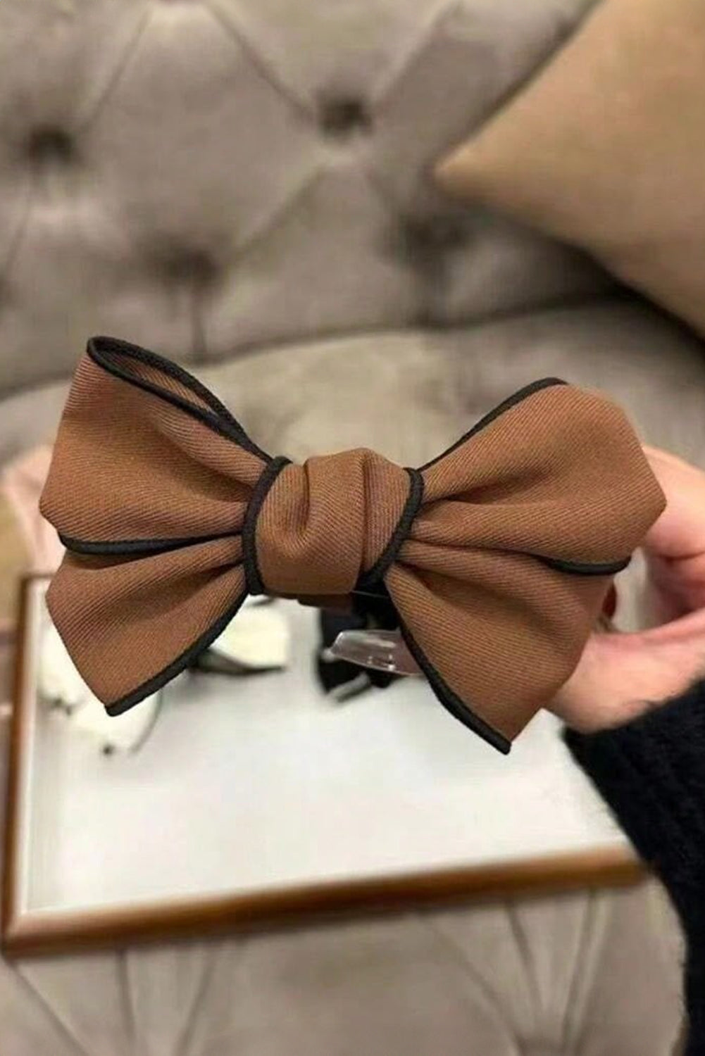 Chestnut Contrast Color Bow Hair Claw Clip