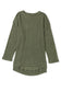 Green Waffle Knit Drop Sleeve High Slits Oversized Top