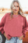 Festival Fuchsia Plain Drop Sleeve Crinkle Rib Oversized Sweatshirt