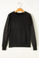 Black Eyelet Embroidered Patchwork Sleeve Ribbed Sweatshirt