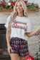 Mama Claus Plaid Letter Tee Nutcracker Shorts Two Piece Pajama Lounge Set