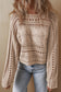 Blackish Green Hollow Out Cable Knit Cropped Sweater