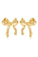 Gold Elegant Ribbon Bow Shape Stud Earrings